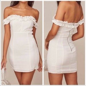 ASTR white renata bodycon ruffle mini dress NEW